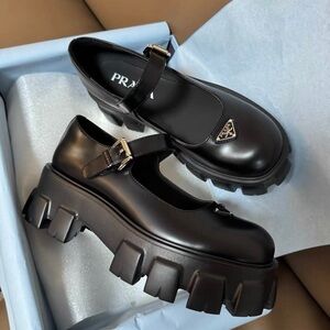 Prada Women's Black Chunky Mary Jane Flats